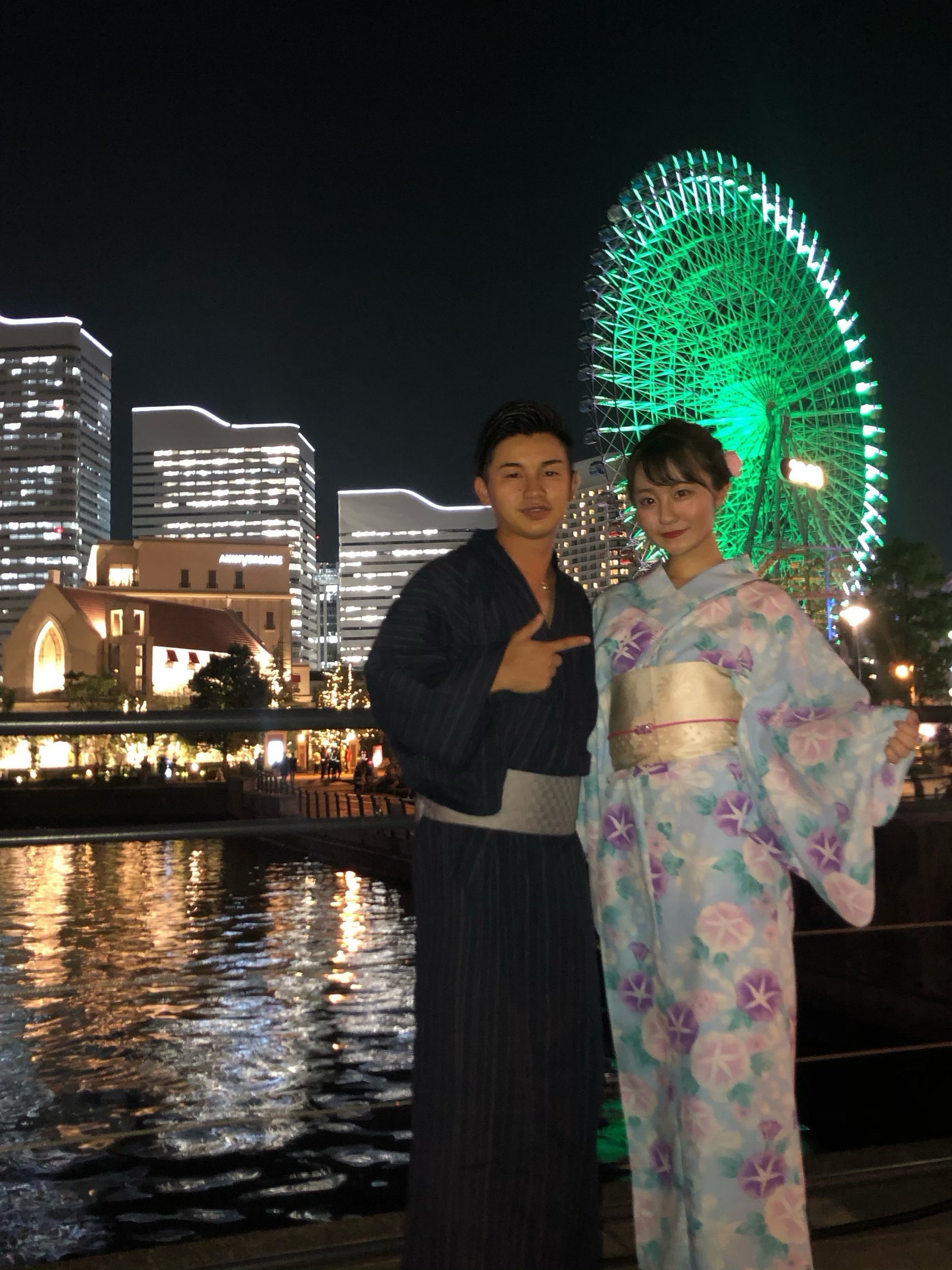 素敵な夜景スポットとカップル浴衣2スター( ´∀｀)