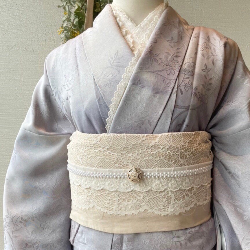レース×着物