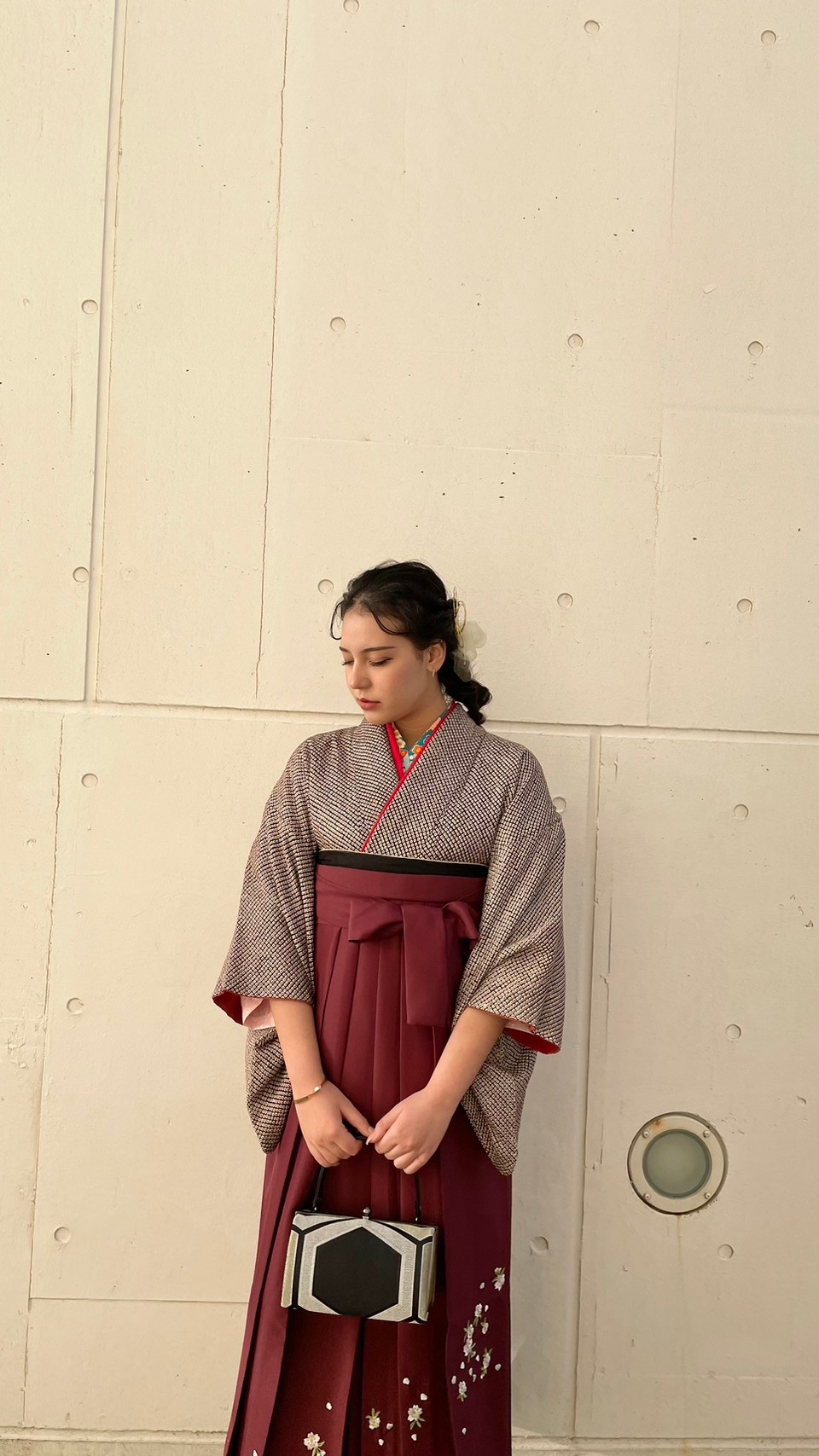 卒業袴 ワインレッドコーデ
